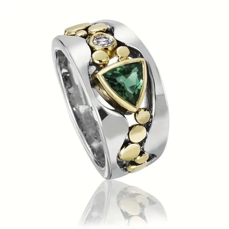 Inel Vintage cu Cristal Verde