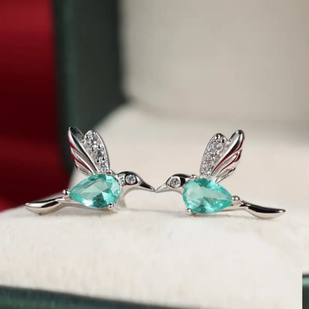 Cercel colibri din cristal turcoaz