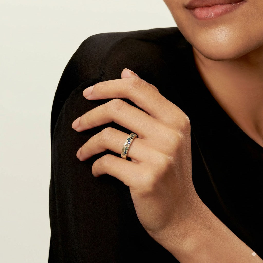 Inel din Aur Multicolor Stil Retro