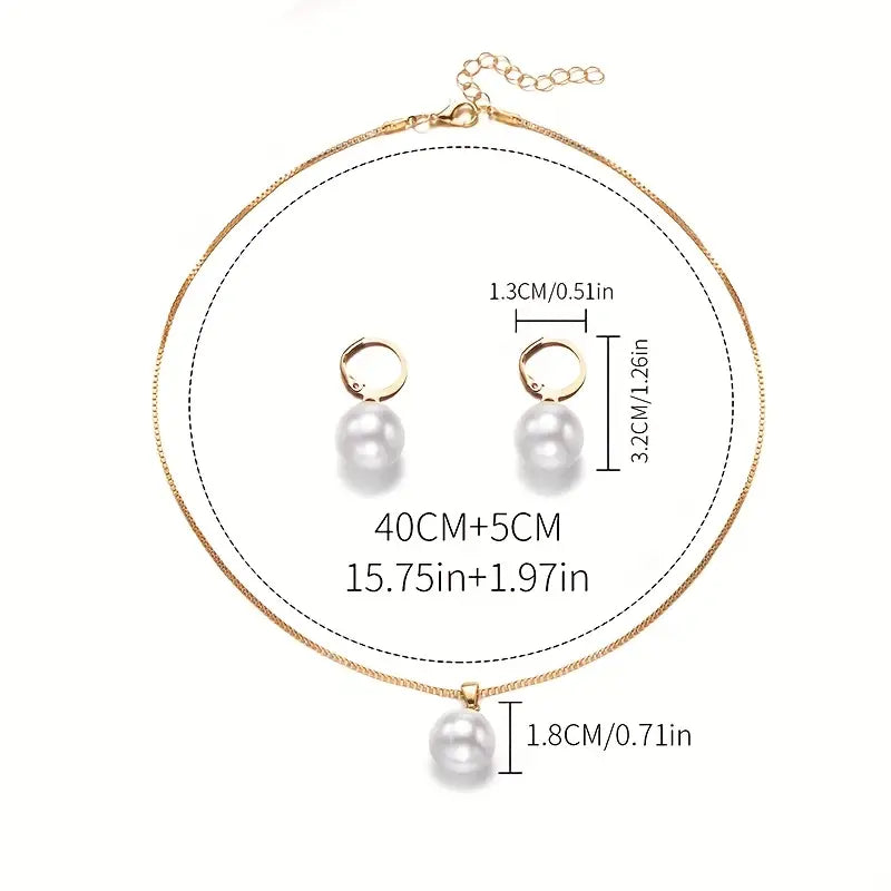 Set de Bijuterii cu Perle Golden Grace | Auriu