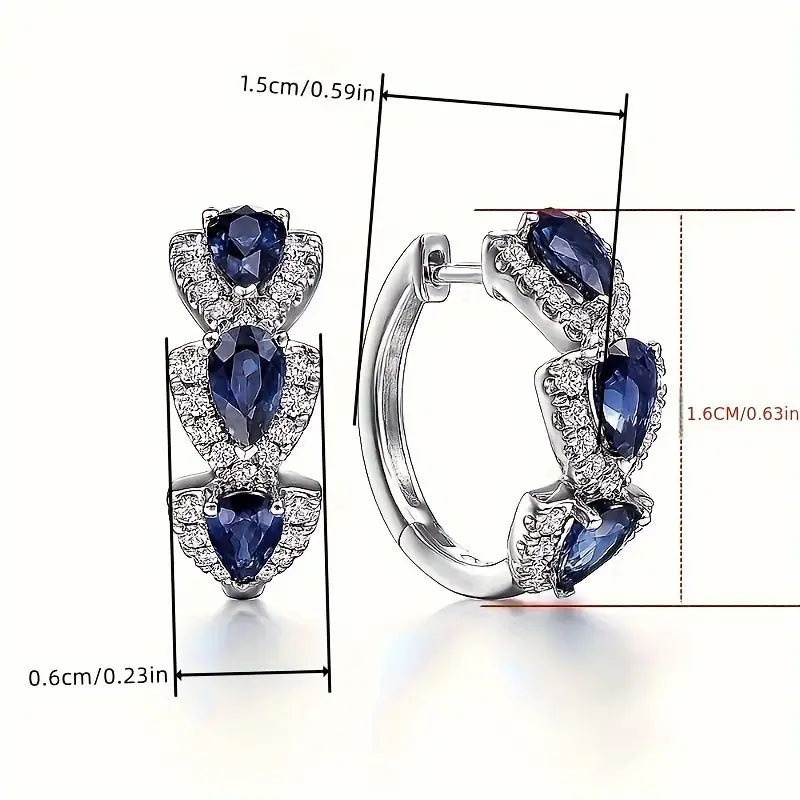 Cercel blazon regal de safir | Aur alb