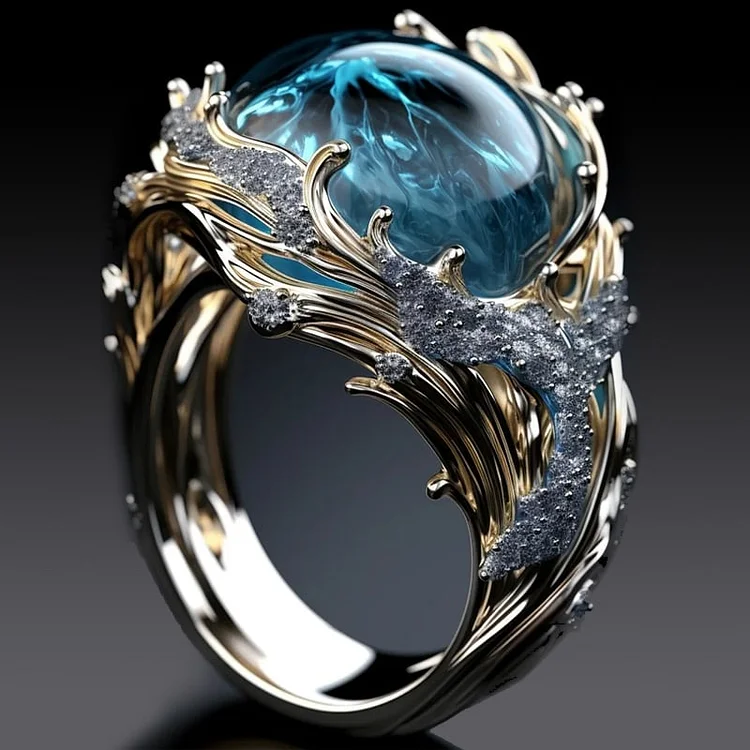 Inel Vintage cu Cristal Oceanic