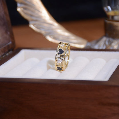 Inel deschis inimă cu zirconii incrustați