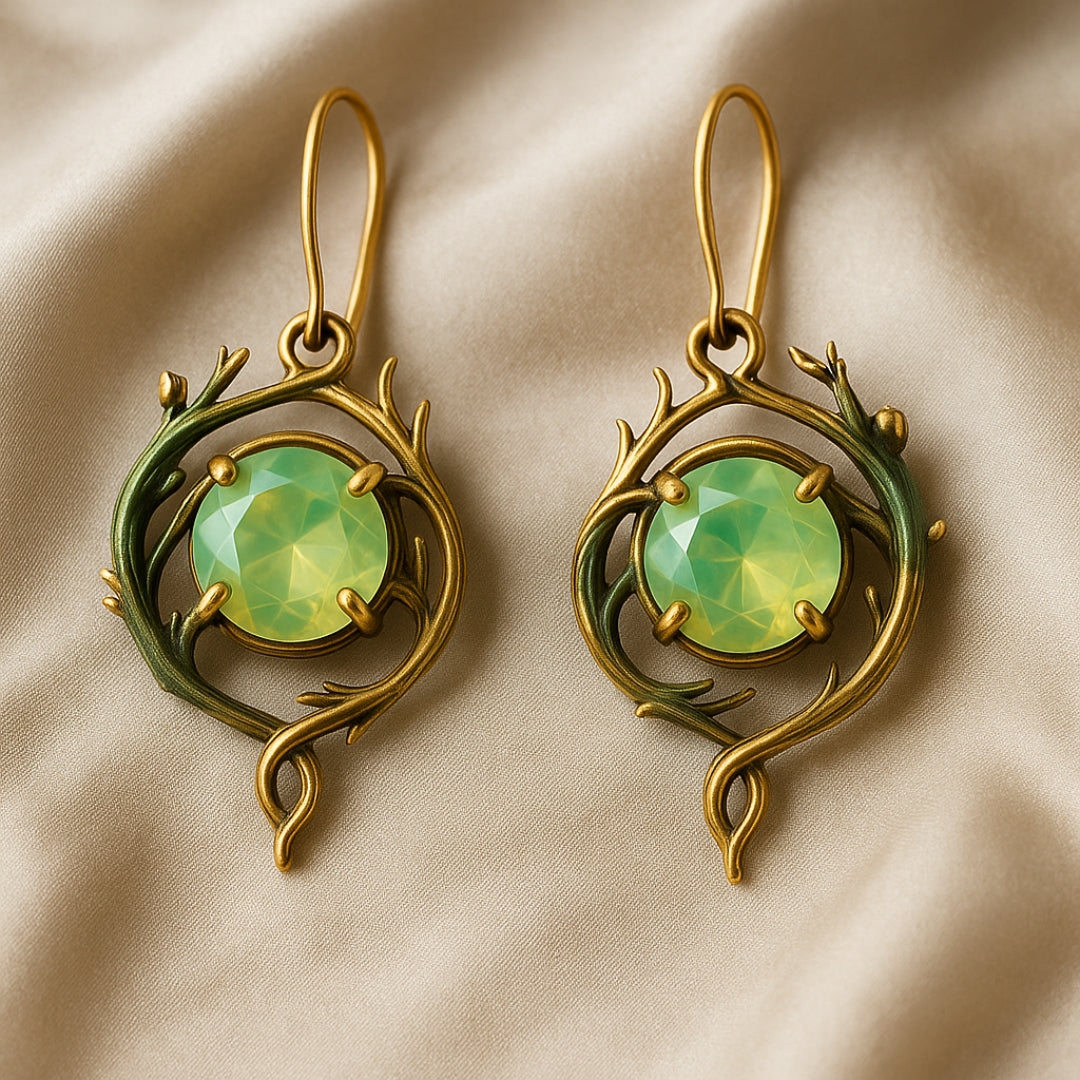 Cercel natural de opal verde