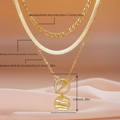 Colier Stratificat Monedă Texturizat Savira | Auriu