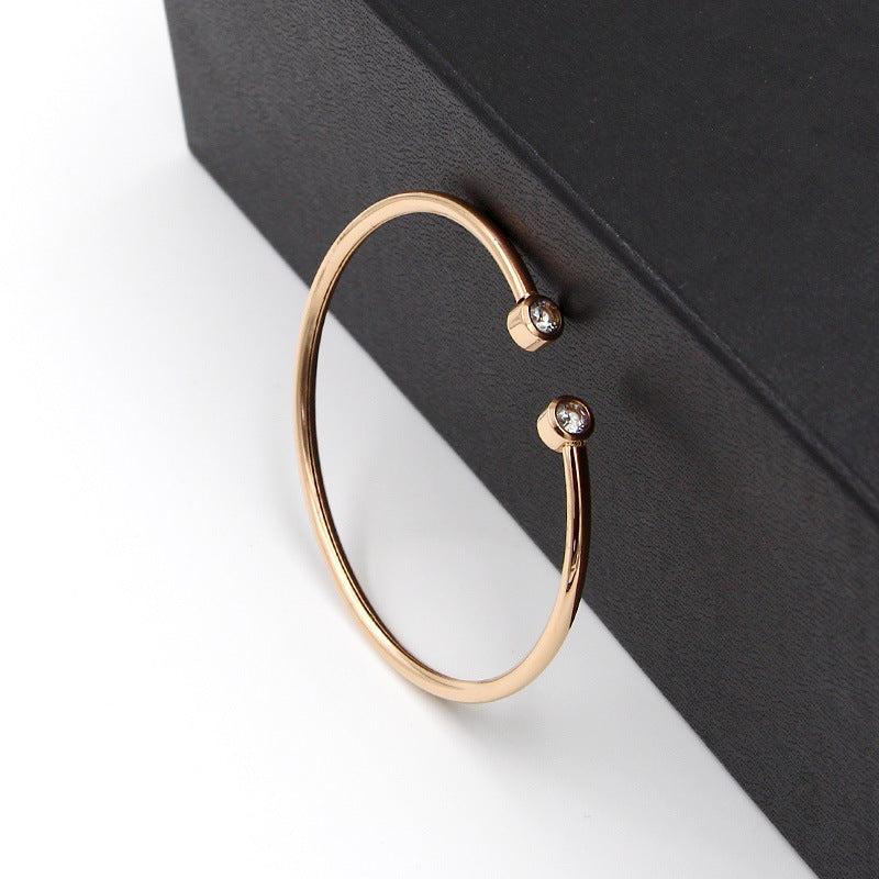 Brățară deschisă aurie cu cristale gemene