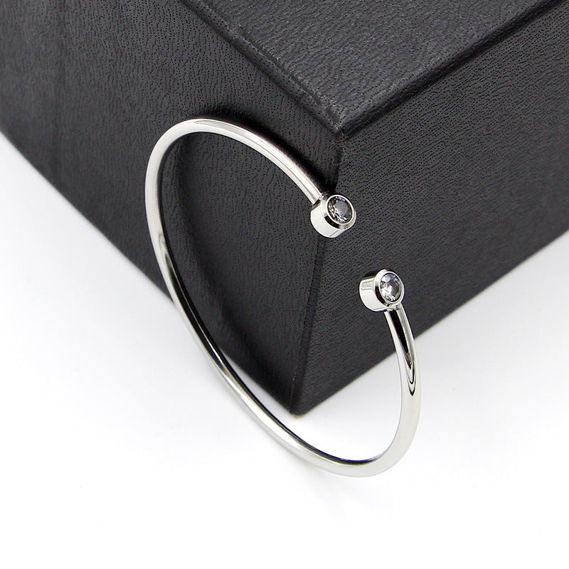 Brățară deschisă aurie cu cristale gemene