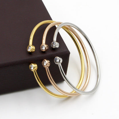 Brățară deschisă aurie cu cristale gemene