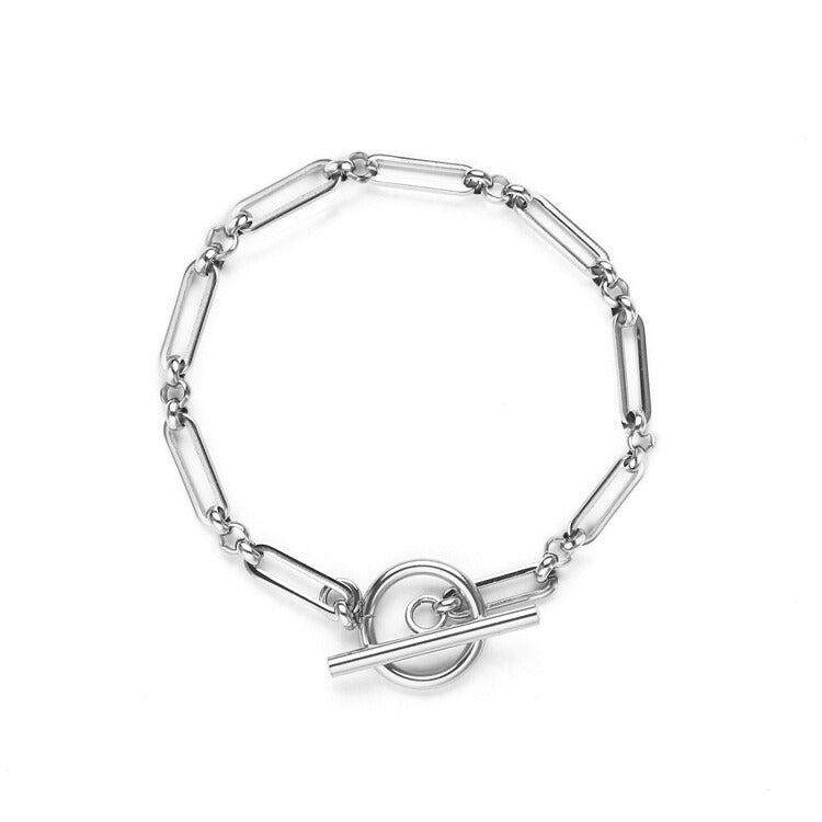 Bratara Link T-Bar | Aur alb