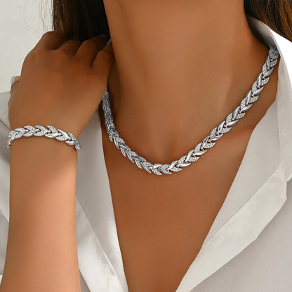 Set Elegant de Brățară și Colier din Cristal și Pietre de Sticlă