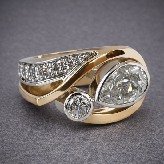 Inel Clasic Două Tonuri cu Diamant