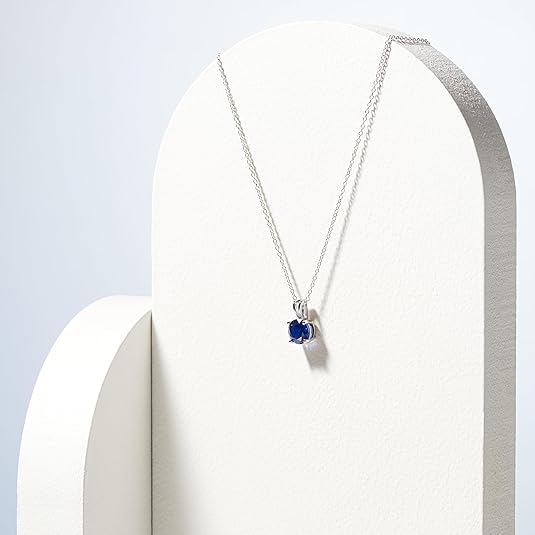 Colier de safir tăiat rotund | Aur alb