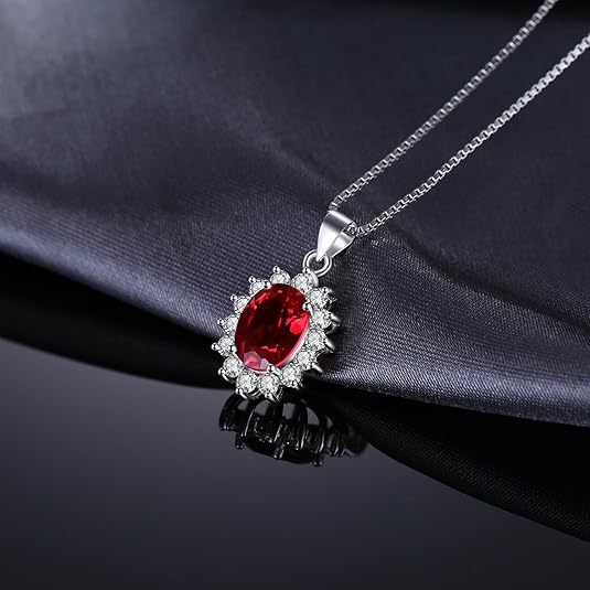 Colier halo clasic de rubin | Aur alb