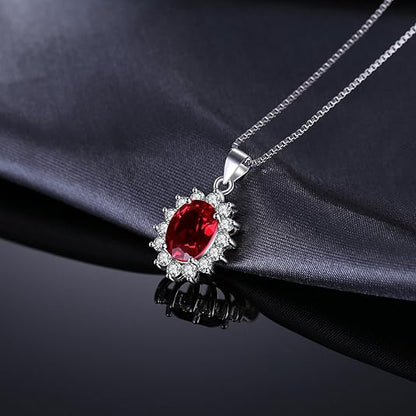 Colier halo clasic de rubin | Aur alb