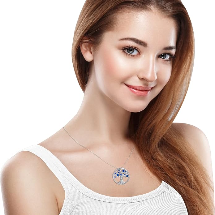 Colier pomul vieții de safir | Aur alb