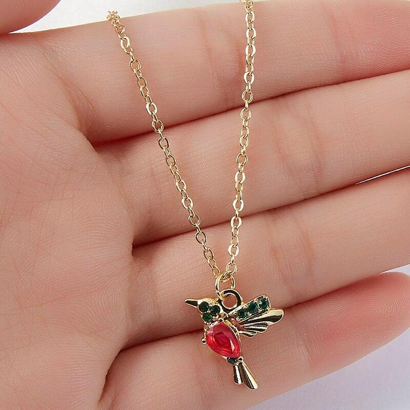 Colier colibri din smalț și zirconii
