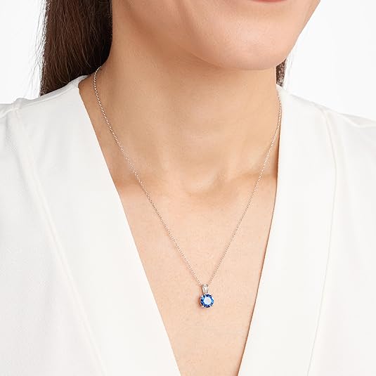 Colier de safir tăiat rotund | Aur alb