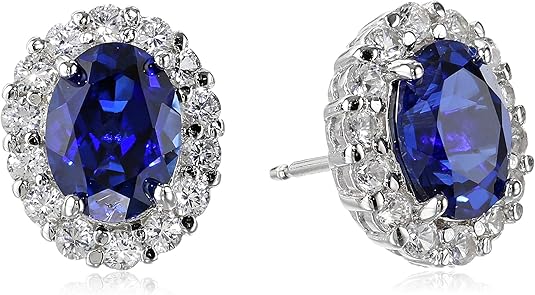 Cercel de safir alb oval | Aur alb