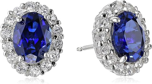 Cercel de safir alb oval | Aur alb