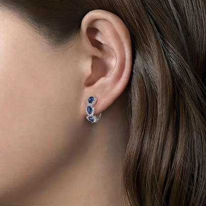 Cercel blazon regal de safir | Aur alb