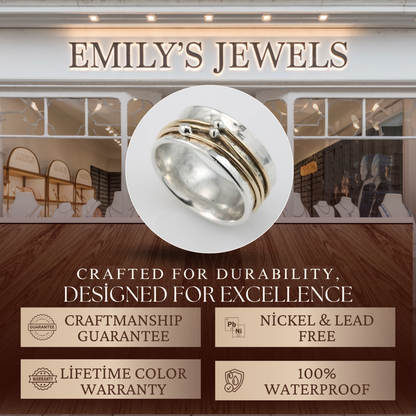 Elena - Inel Vintage Argintiu cu Auriu