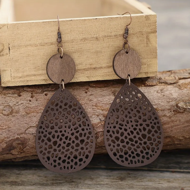 Cercel Agățat din Piele Vintage