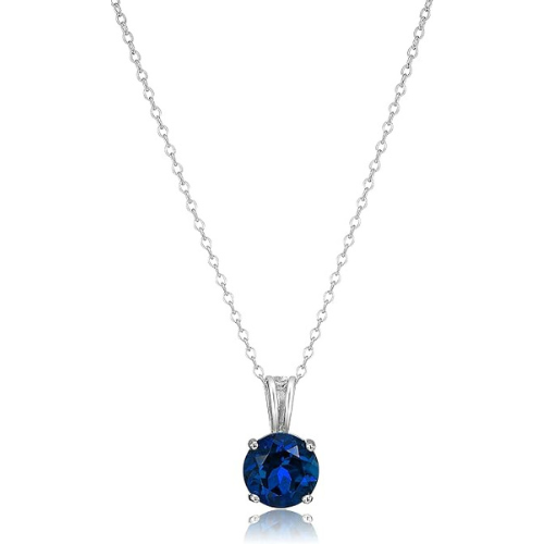 Colier de safir tăiat rotund | Aur alb