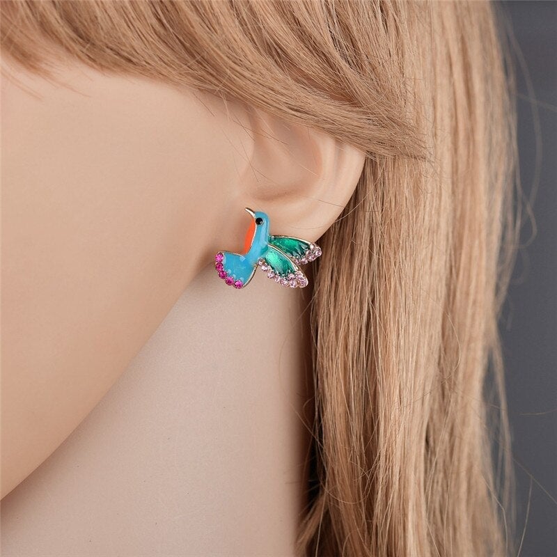Cercel colibri din cristal