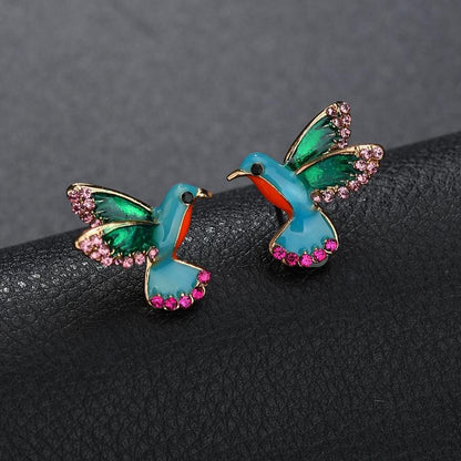 Cercel colibri din cristal
