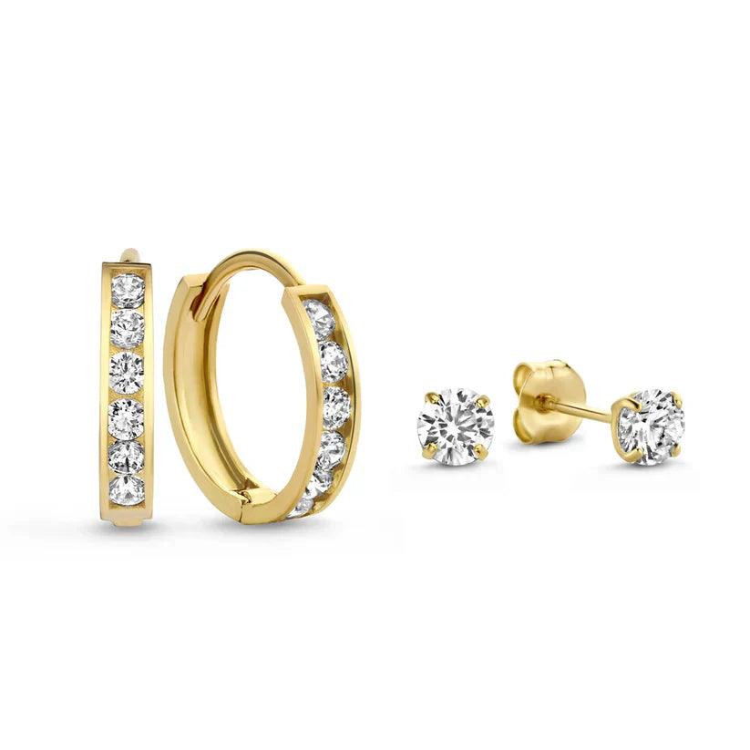 Set de cercei cu pietre Dara Brillane | Aur alb