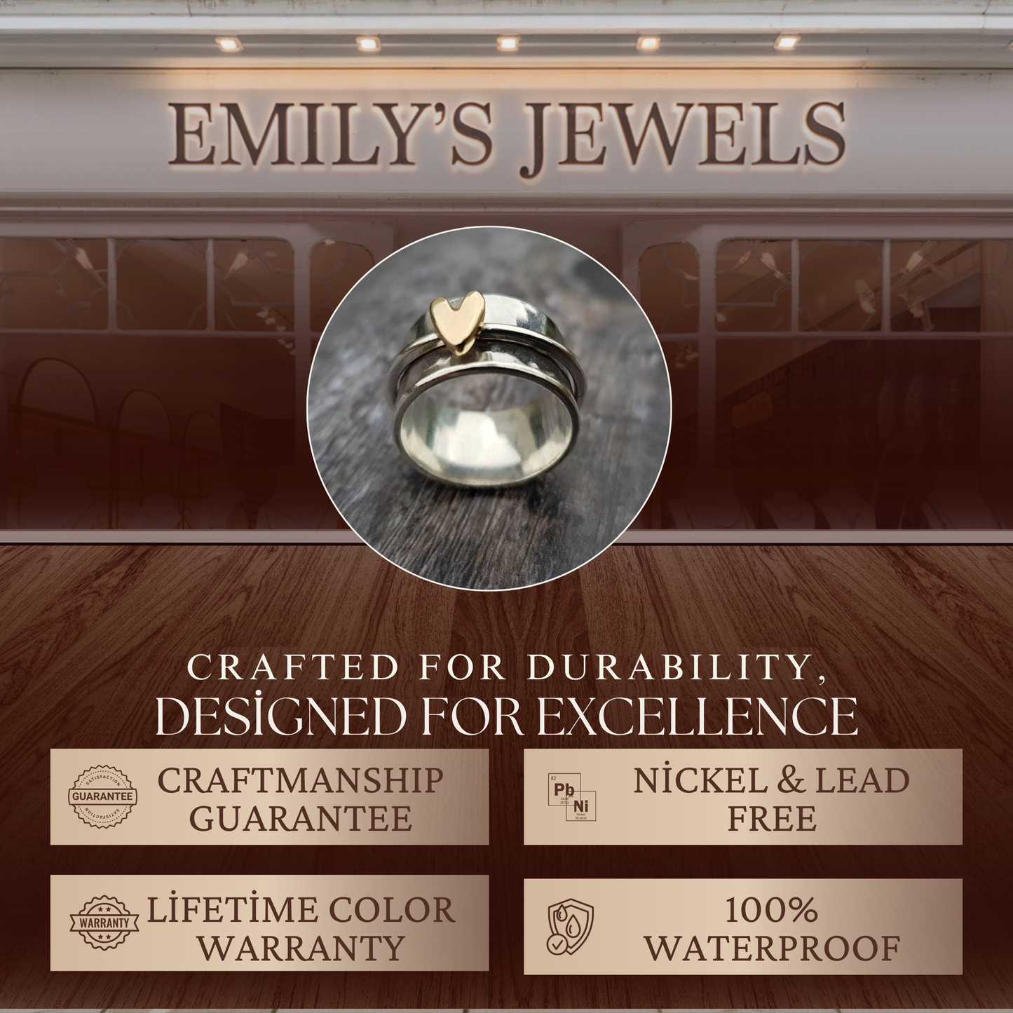 Alma - Inel Inimă Argintiu cu Auriu