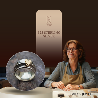 Alma - Inel Inimă Argintiu cu Auriu