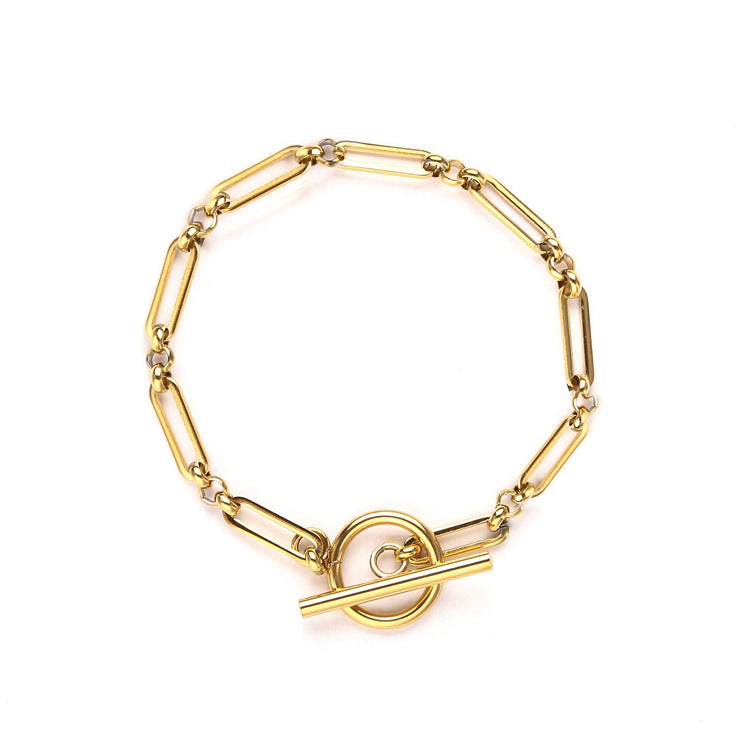 Bratara Link T-Bar | Aur alb