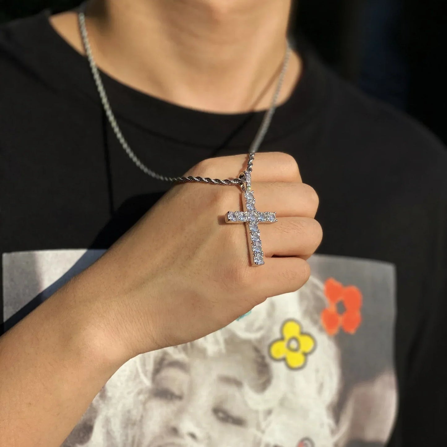 Colier Cruce | Aur alb