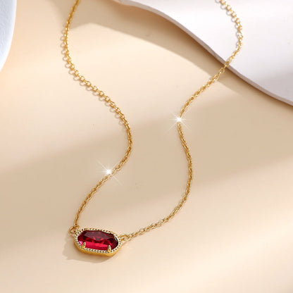 Colier oval clasic de rubin | Aur