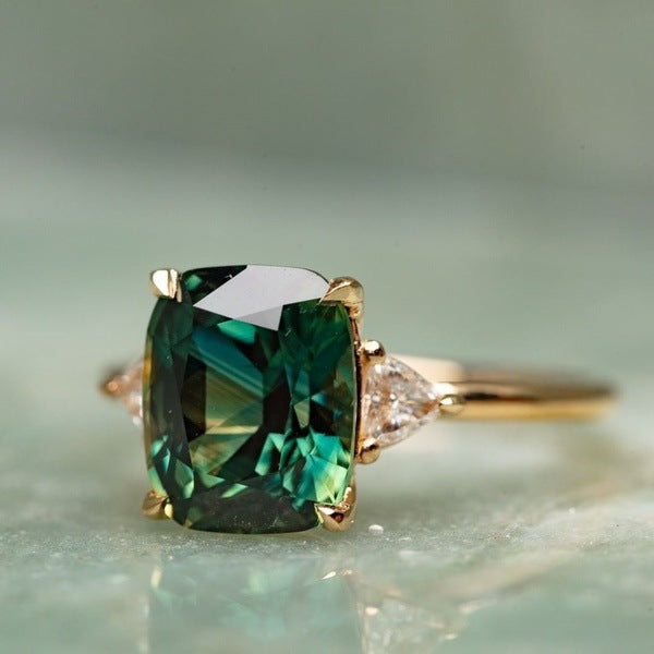Inel cu piatră verde cu inspirație vintage | Aur