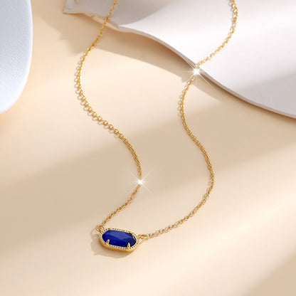 Colier oval clasic de safir | Aur