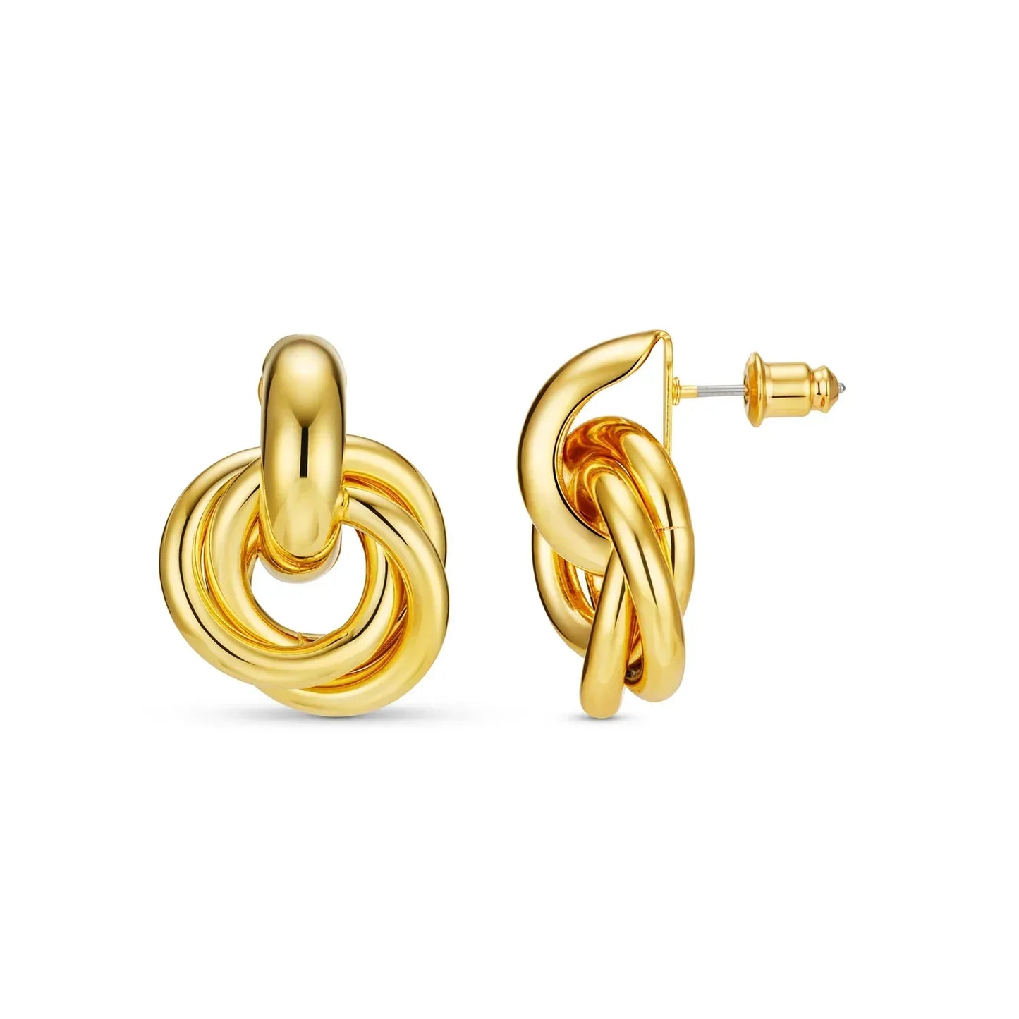 Cercel Statement Interlocking | Aur alb