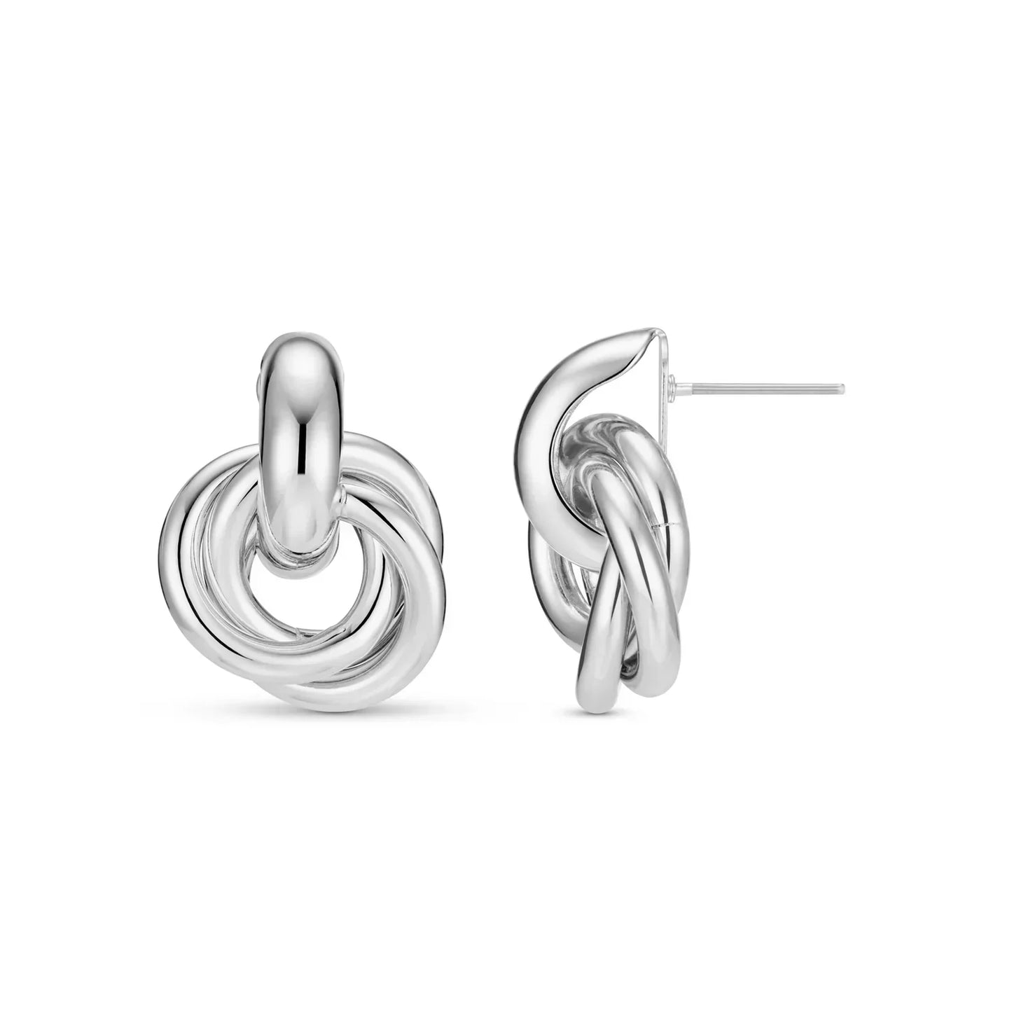 Cercel Statement Interlocking | Aur alb