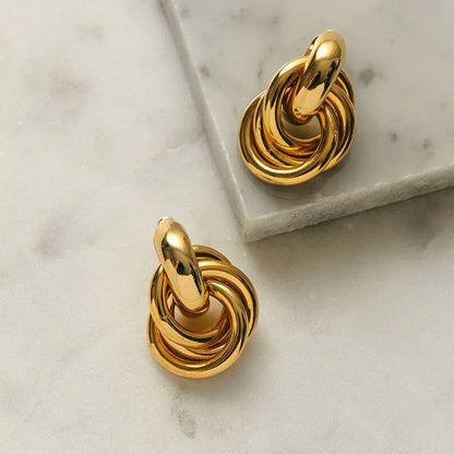 Cercel Statement Interlocking | Aur alb