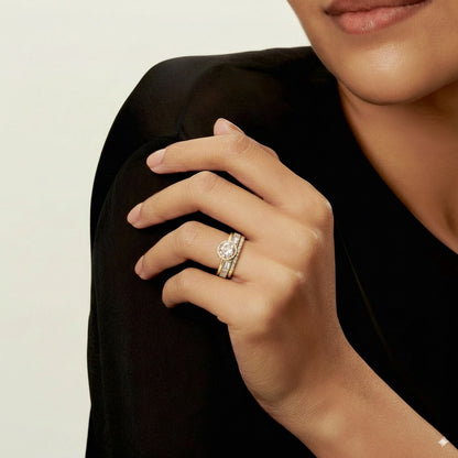 Inel Vintage cu Zirconiu Auriu