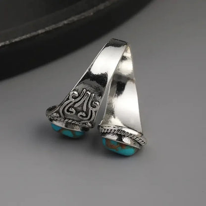 Elegant Inel Vintage Cruce cu Turcoaz