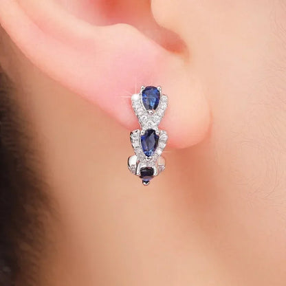 Cercel blazon regal de safir | Aur alb