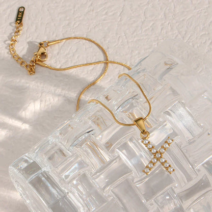 Colier cu inițiale și perle naturale frumoase, placat cu aur de 18K