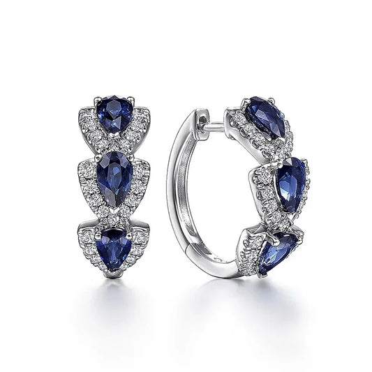 Cercel blazon regal de safir | Aur alb