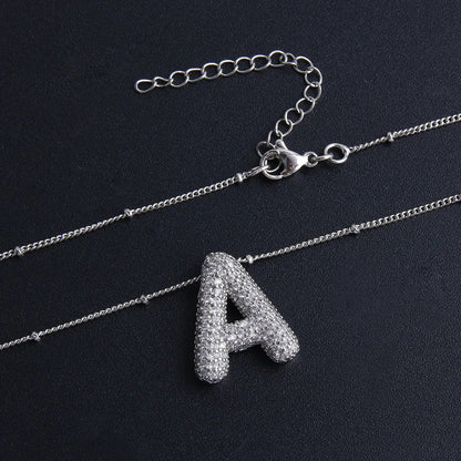 Set de coliere cu inițiale Bubble Letter | Aur alb
