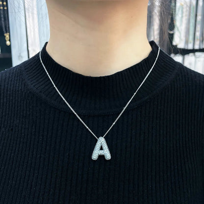 Set de coliere cu inițiale Bubble Letter | Aur alb