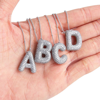 Set de coliere cu inițiale Bubble Letter | Aur alb