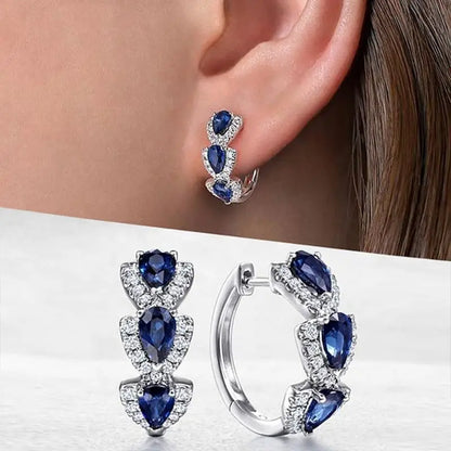 Cercel blazon regal de safir | Aur alb