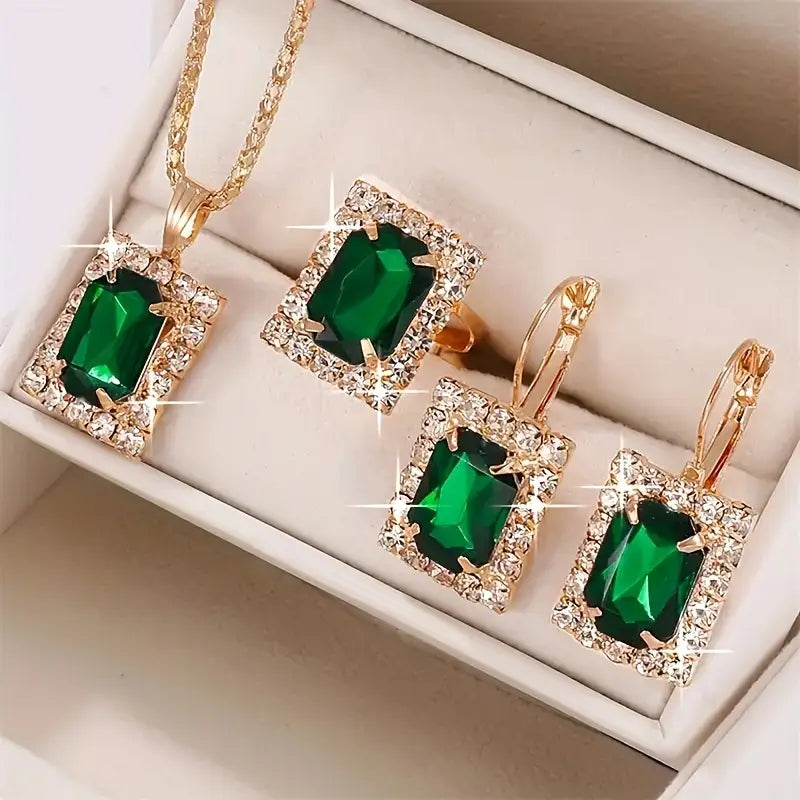 Set de bijuterii Sylvara Greenveil | Aur alb